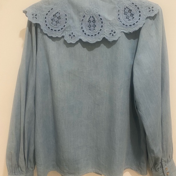 Sezane Light Blue Embroidered Blouse - Picture 4 of 5